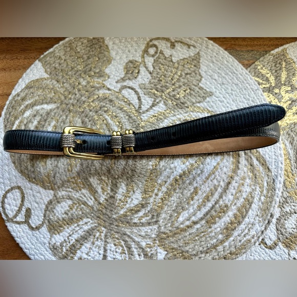 Y2K Brighton Classics Leather Belt M/30 4B614 Blue -gold & silver buckle - Picture 6 of 8